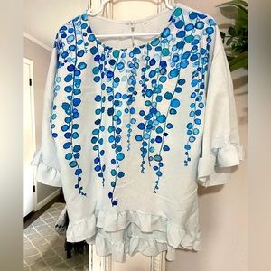 Gorgeous light blue Ruffle Blouse